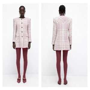 ZARA
TEXTURED COAT Long Tweed Blazer Multicoloured size XL